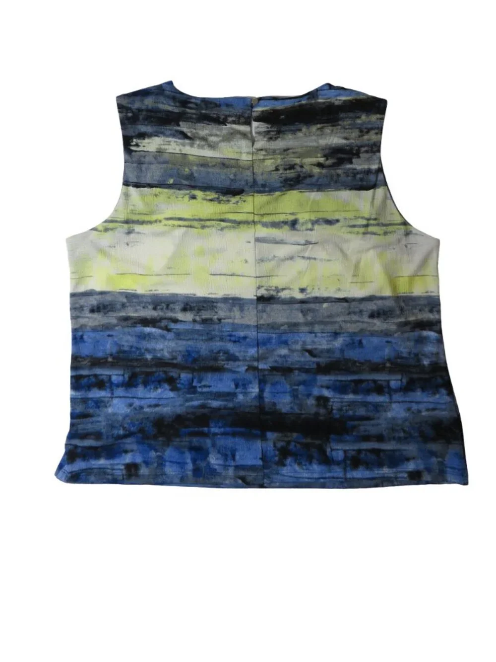 NWT Calvin Klein 2X Plus Abstract Watercolor Blouse Blue Yellow Pleated Tank Top - Picture 3 of 8